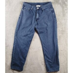 YoungLa Jeans Mens Mens 32Rx28 Blue Model 609 Baggy Straight Dark Wash Denim